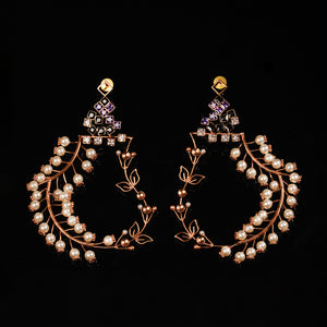 Pearl Fern Gold Plated Earrings