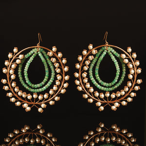 Emerald Goddess Double Loop Hoop Earrings