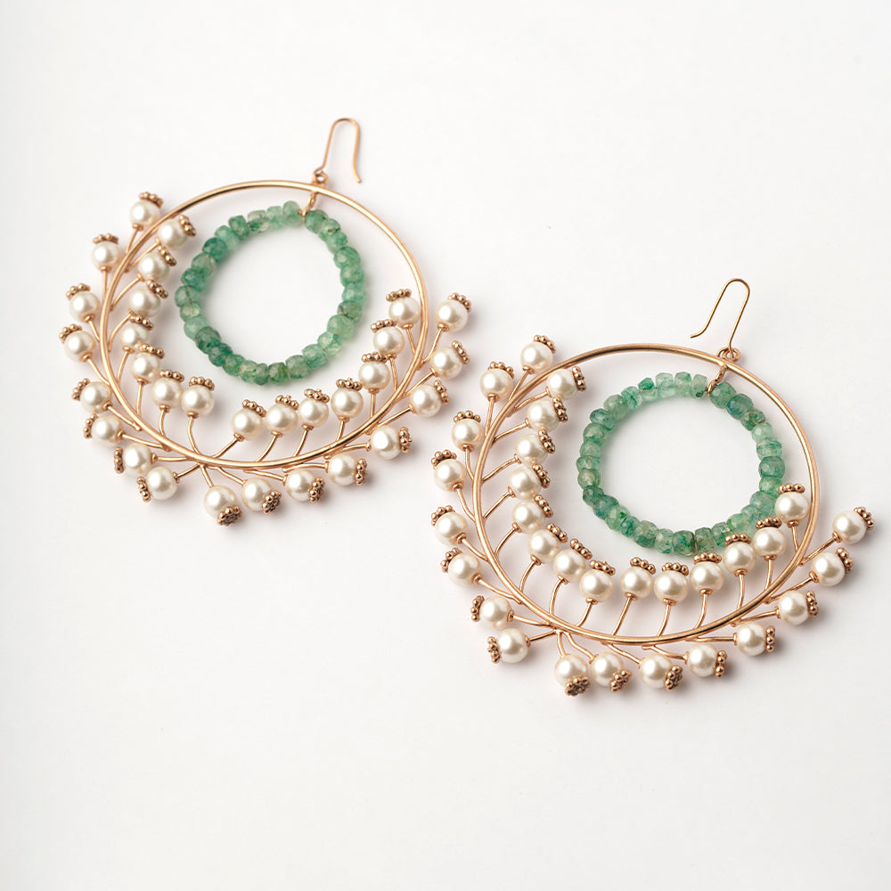 Emerald Goddess Single Loop Hoop Earrings