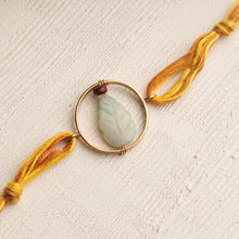 Load image into Gallery viewer, White Stone Leaf Rakhi with a Gold Plated Ring
