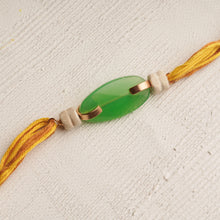 Load image into Gallery viewer, Green stone Rakhi with Tulsi Beads
