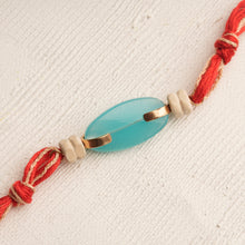 Load image into Gallery viewer, Blue Bead Rakhi with Tulsi Beads
