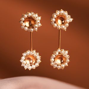 Pearl Radiance Gold Plated Jhallar Earrings