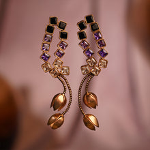 Load image into Gallery viewer, Twilight Bloom Gold Plated Earrings
