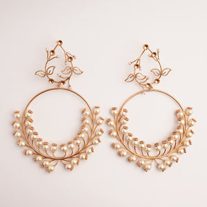 Lunar Ice Gold Plated Pearl Earrings
