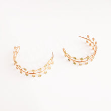 Load image into Gallery viewer, Winter&#39;s Fern Gold Plated Semi Hoop Earrings

