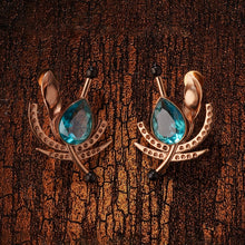 Load image into Gallery viewer, Golden Gale Blue Crystal Stud Earrings
