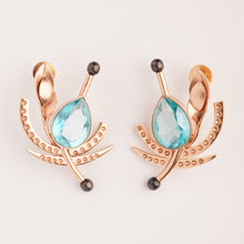 Load image into Gallery viewer, Golden Gale Blue Crystal Stud Earrings
