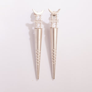 Candlelight Duet Silver Plated Spike Earrings