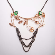 Load image into Gallery viewer, Ivy&#39;s Lament Black Beaded Gold Necklace
