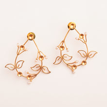Load image into Gallery viewer, Fern Dynasty Gold Plated Drop Stud Earrings
