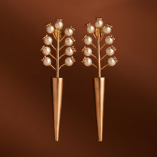 Load image into Gallery viewer, Cosmic Sabre Gold Plated Pearl Spike Earrings

