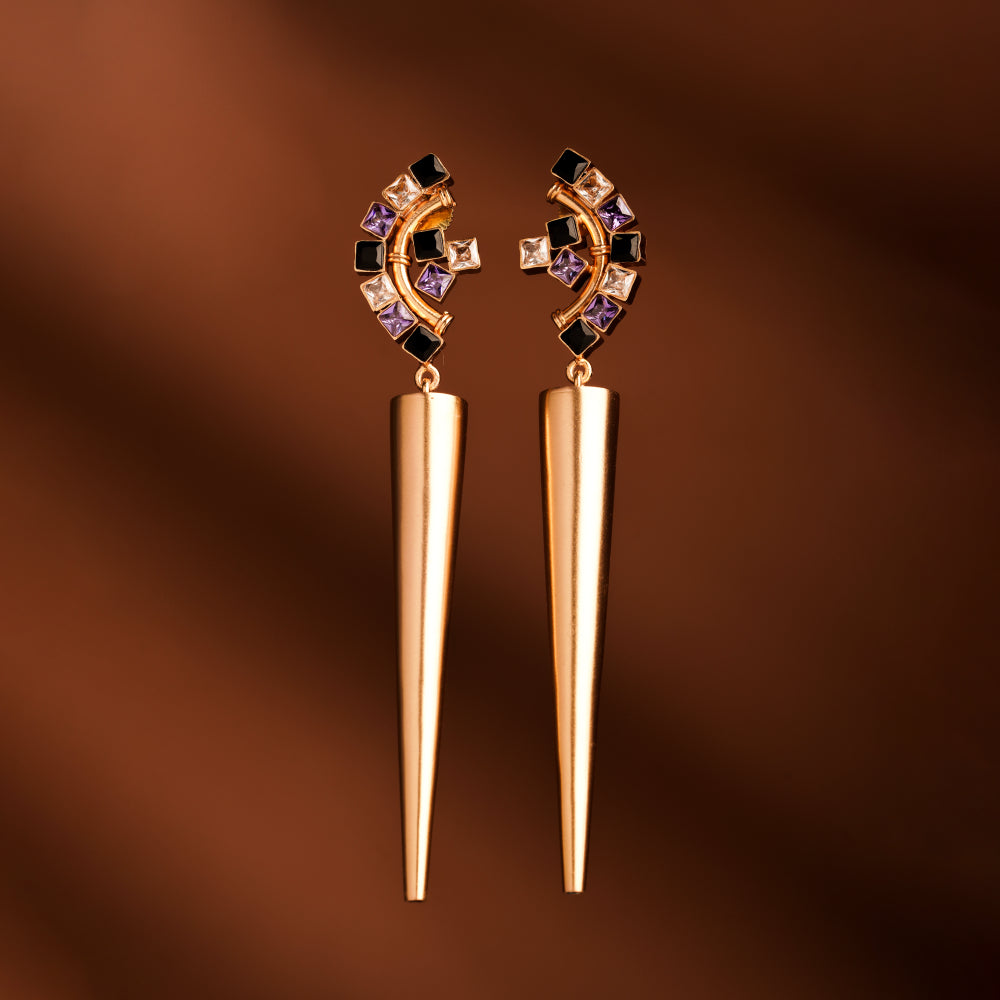 Violet Sabre Gold Plated Spike Earrings