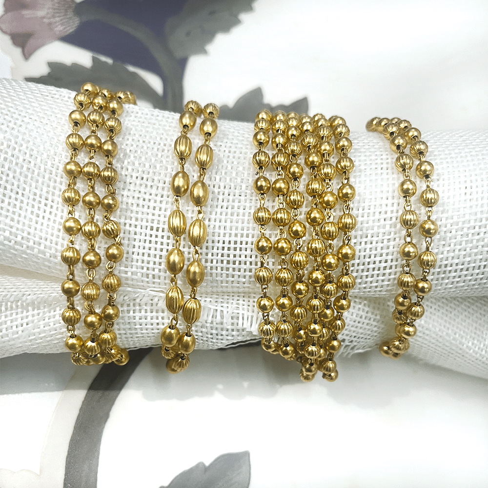 Kaia Double ball link gold plated bracelet