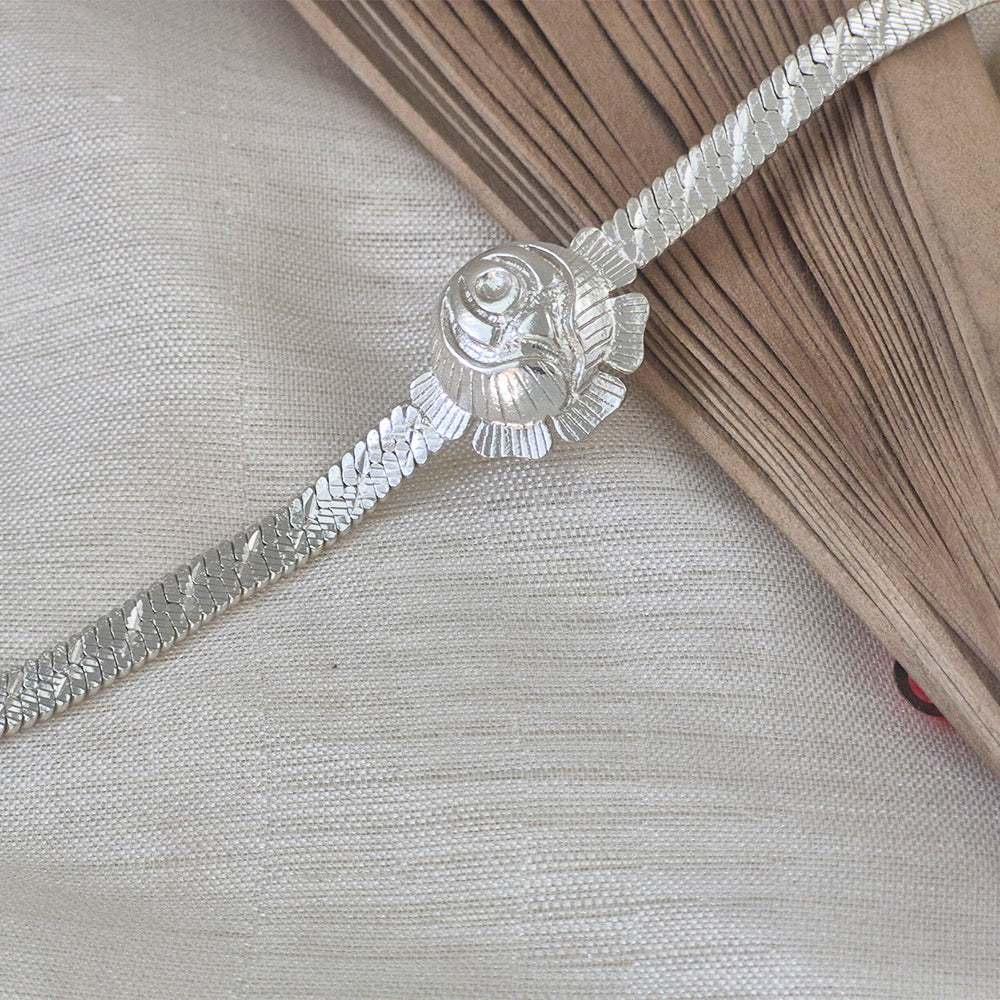 Silver Plated Phool Rakhi Bracelet Gift