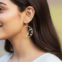 Load image into Gallery viewer, Gold Leaf Pod Crystal Hoops
