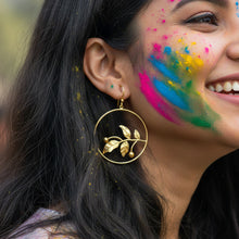 Load image into Gallery viewer, Leaf Vine Gold Hoop Earrings
