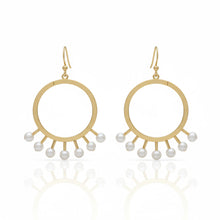 Load image into Gallery viewer, Pearl Fringe Halo Hoops
