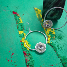 Load image into Gallery viewer, Crystal Point Silver Hoops
