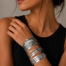 Load image into Gallery viewer, Layered Silver Statement Cuff worn by Raja Kumari
