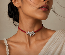 Load image into Gallery viewer, Handcrafted Silver Cord Rakhi for Brother Red

