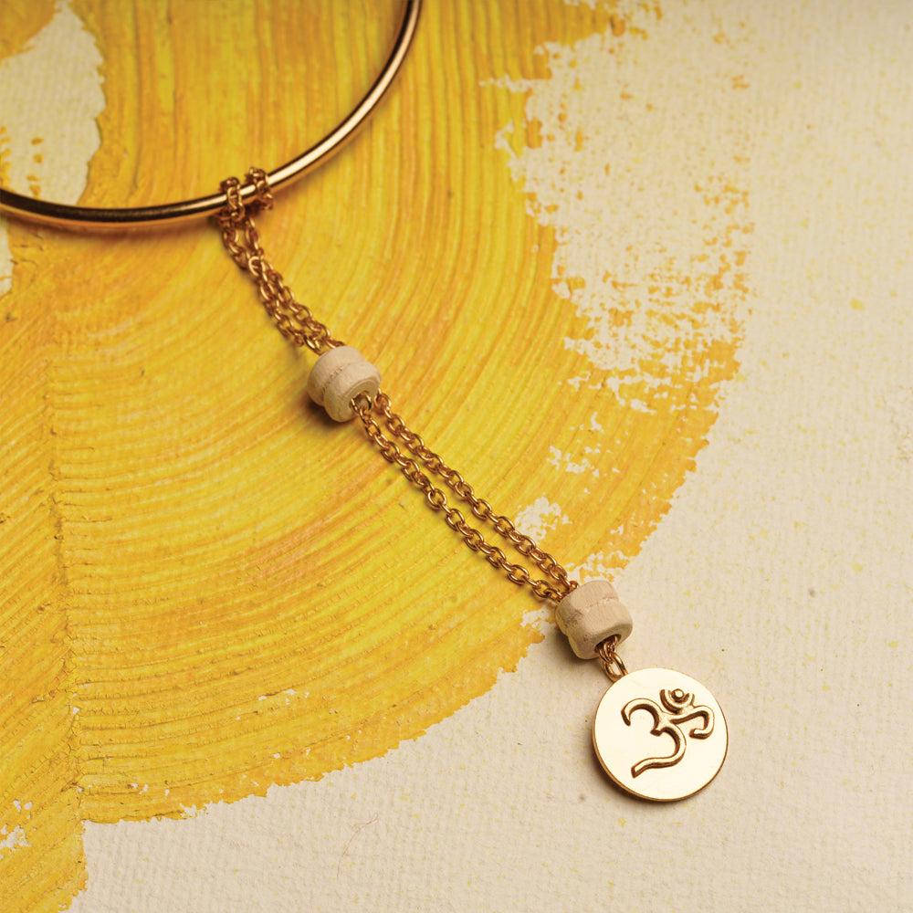 Om Lumba Chain Pendant with Tulsi Beads