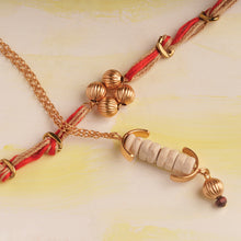 Load image into Gallery viewer, Set of Tulsi beads lumba &amp; gold beads rakhi
