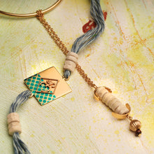 Load image into Gallery viewer, Set of Tulsi bead lumba &amp; handpainted om rakhi
