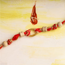 Load image into Gallery viewer, Dainty Oval Ring &amp; Tulsi Beads with Red &amp; Jute Threads
