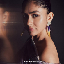 Load image into Gallery viewer, Limited Edition Coloured Acrylic and rose earring worn by Mrunal Thakur
