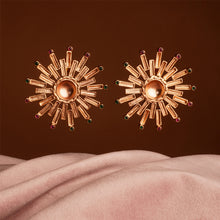 Load image into Gallery viewer, Sun Burst Gold Plated Stud Earrings
