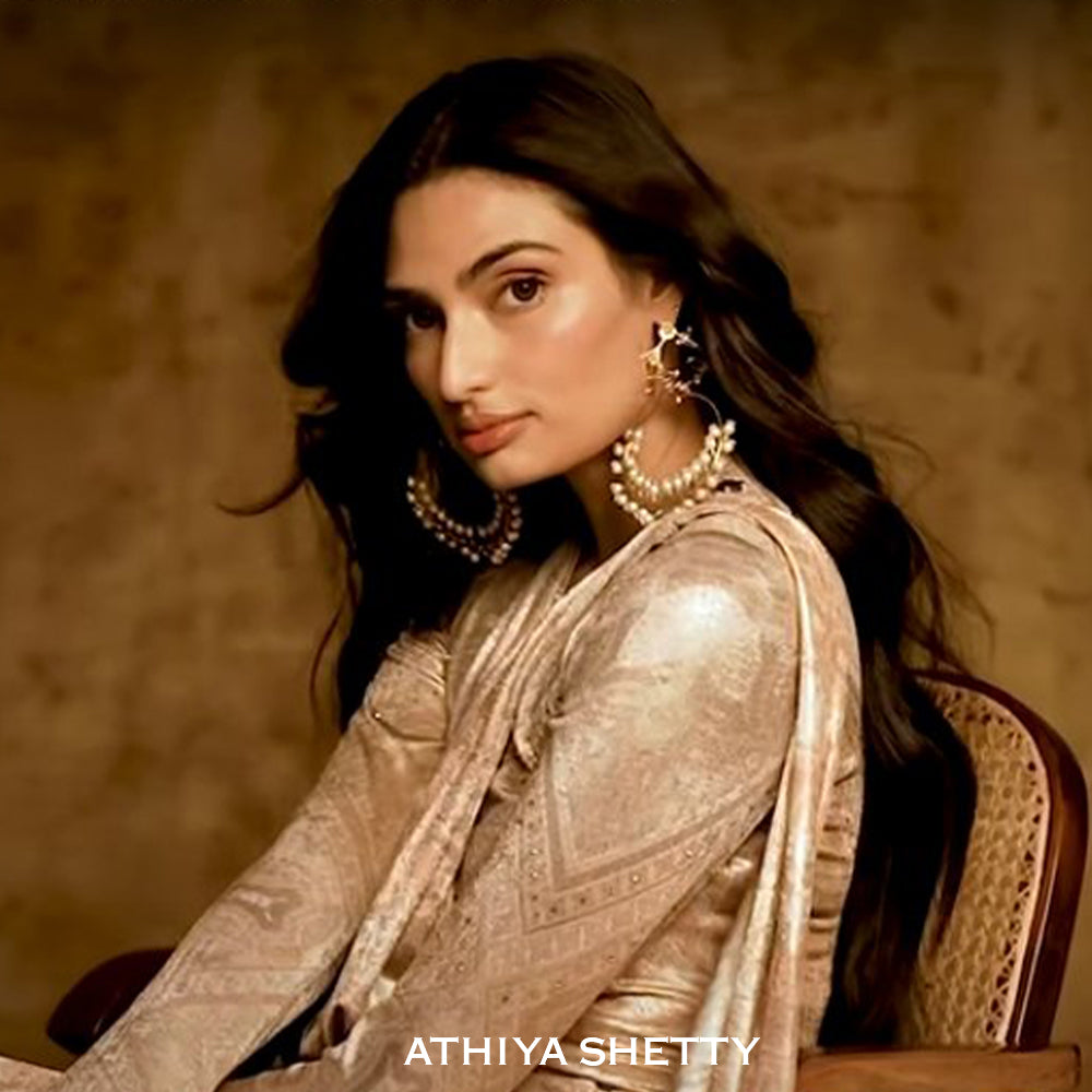 Lunar Ice Gold Plated Pearl Earrings worn by Athiya Shetty