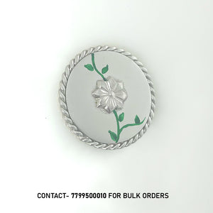 92.5 Silver coin with hand painting and flower motif