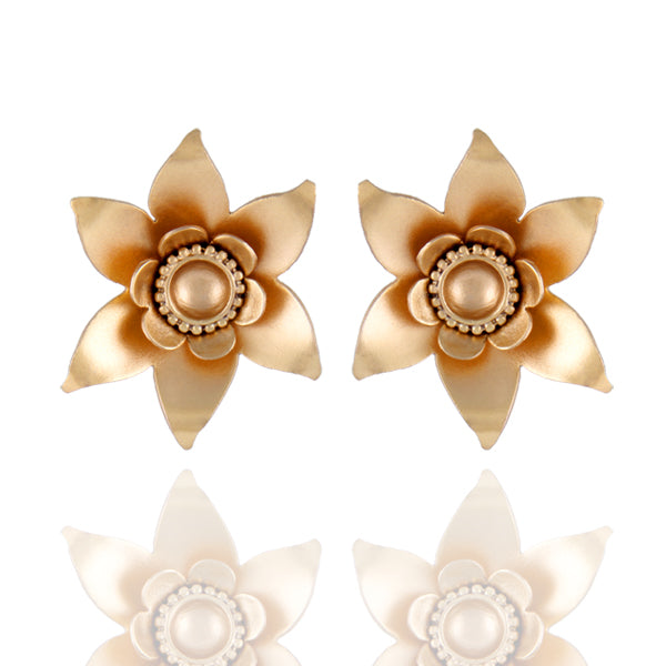 Gold Sunflower Stud Earrings