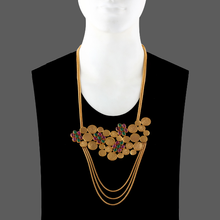 Load image into Gallery viewer, NECKPIECE WITH MULTI COIN, KASULAPERU, PINK &amp; GREEN XTLS PENDENT &amp; SCALLOP CHAIN
