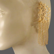 Load image into Gallery viewer, GOLD PLATED FOLIAGE EARCUFF WITH CHAINS HANGING
