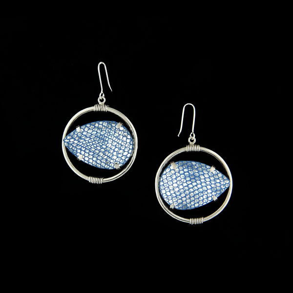 Silver Hoop Earrings with Stones