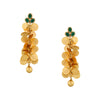 Gold coin cluster earrings with green crystals