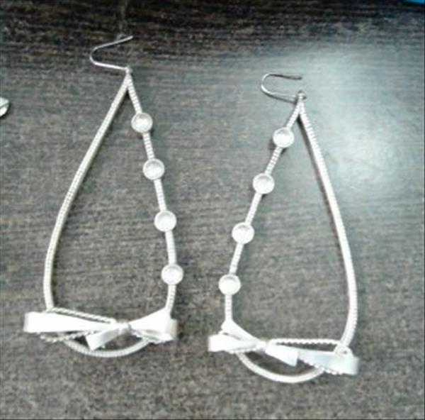 Silver Bow on Hoop Stud Earrings