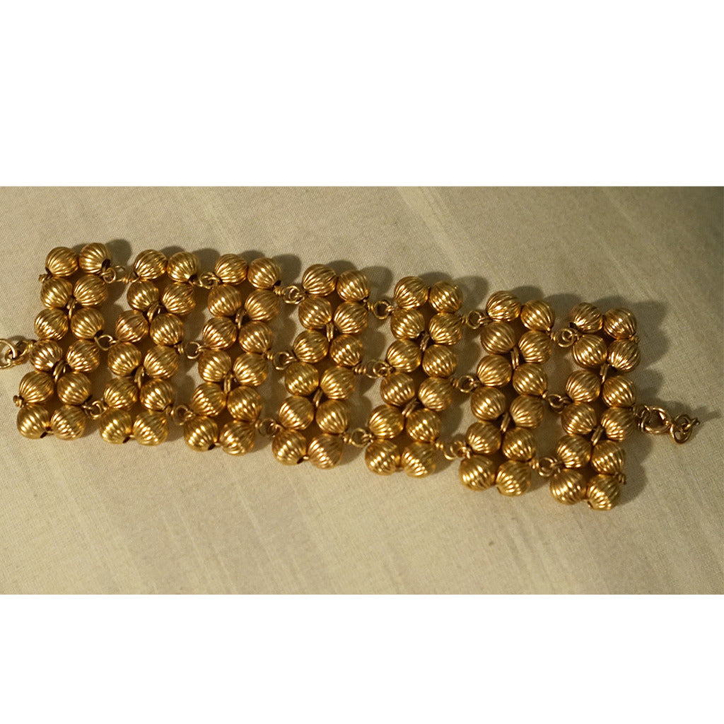 Melon Bead Cluster Gold Bracelet