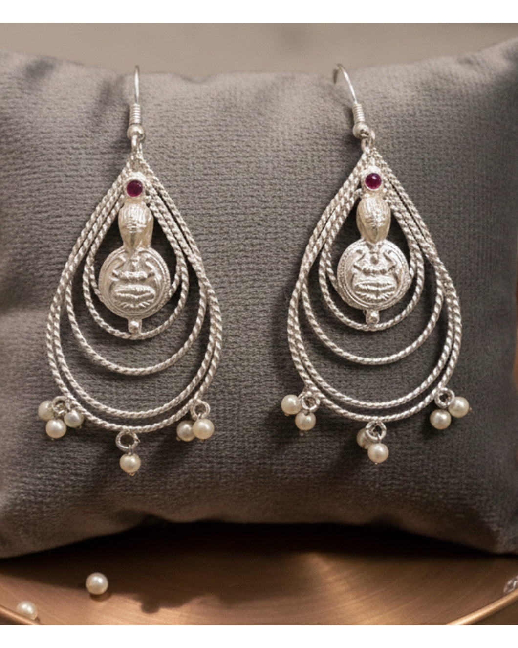 Silver Twisted Wire Drop Earrings