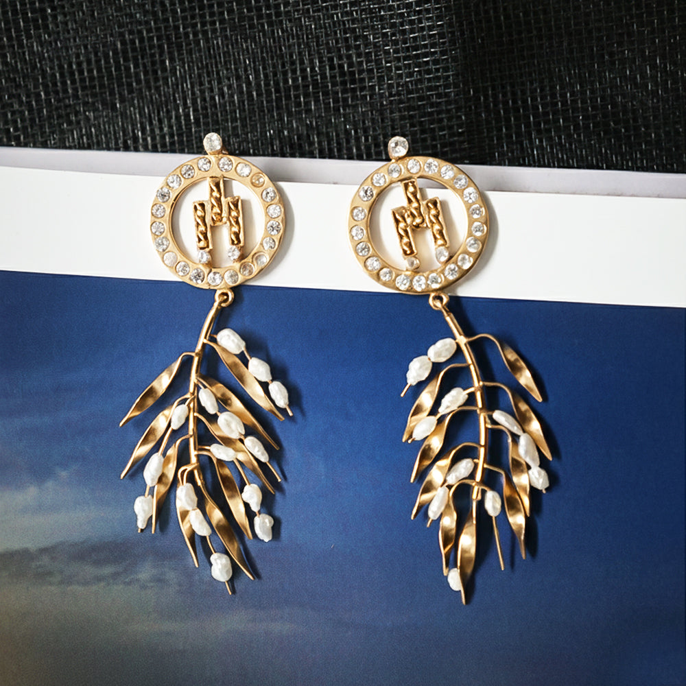 Jewels and Knotgrass Long Stud Earrings