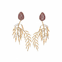 Load image into Gallery viewer, Gilded Grasslands Statement Earrings
