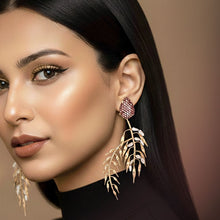 Load image into Gallery viewer, Gilded Grasslands Statement Earrings
