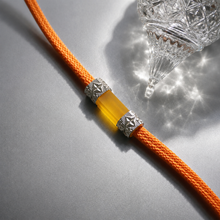 Load image into Gallery viewer, Acrylic and Stamped Silver Yellow Thread Rakhi
