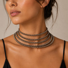 Load image into Gallery viewer, Layered Silver Collar Choker worn by Raja Kumari
