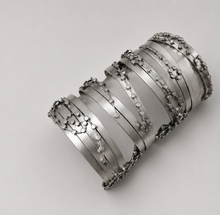 Load image into Gallery viewer, Layered Silver Statement Cuff worn by Raja Kumari
