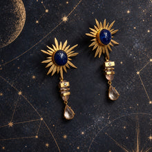 Load image into Gallery viewer, Tanzanite Summer Night City Gold Earrings
