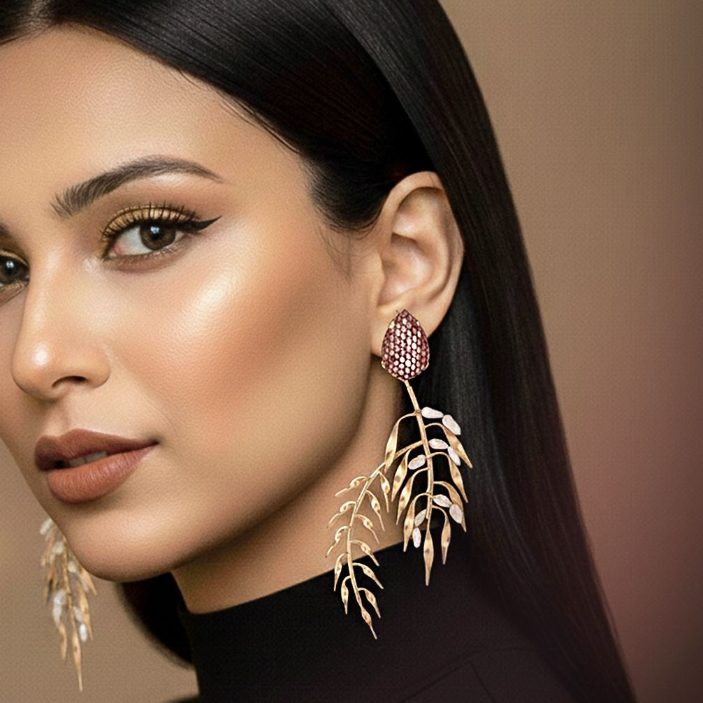 Gilded Grasslands Statement Earrings