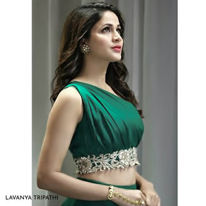 Gold Toned White Crystal Studs Worn By Lavanya Tripathi